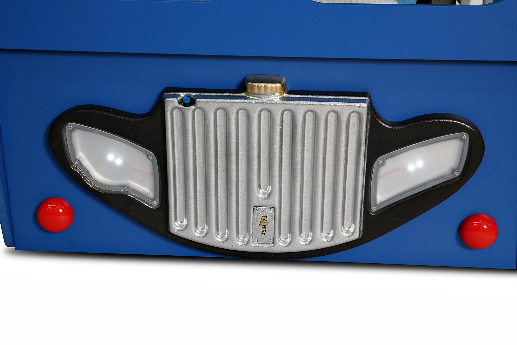 Hochbett Happy Bus mit Matratze & LED in Blau 90x190