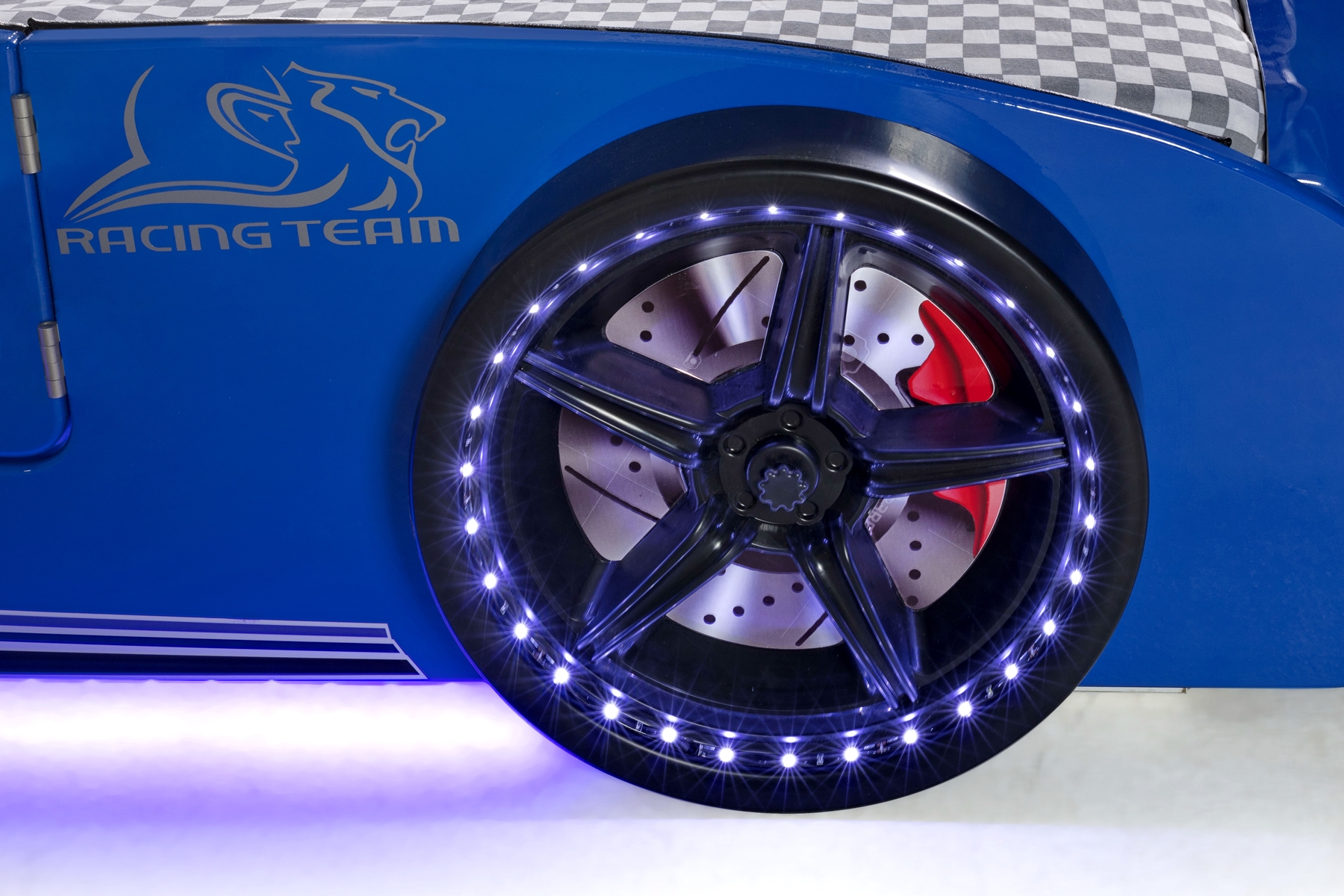 Autobettzimmer Must Rider Turbo 4-teilig in Weiß/Blau