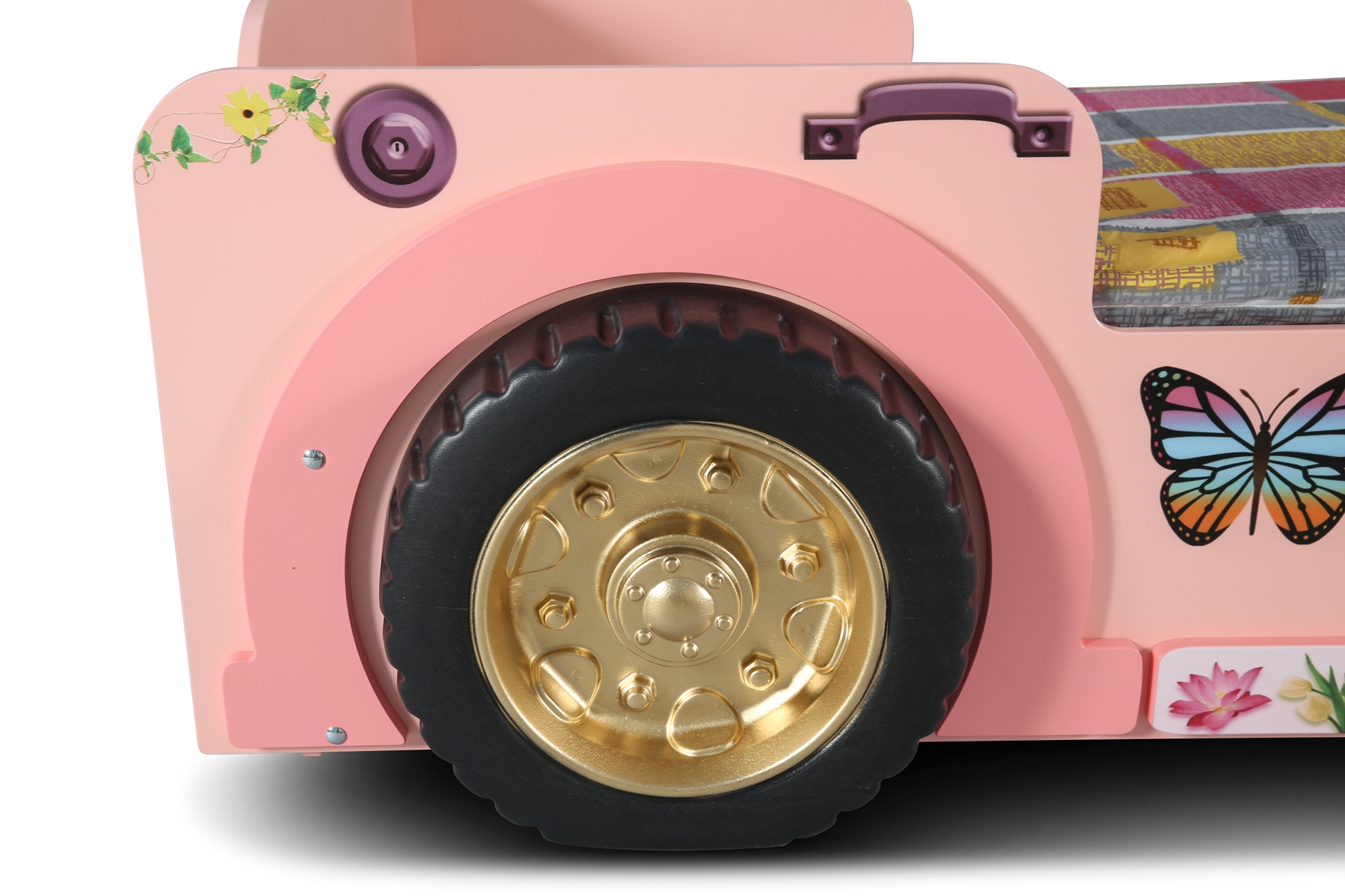 Autobett Jeepi Pink mit LEDs Matratze & Rost