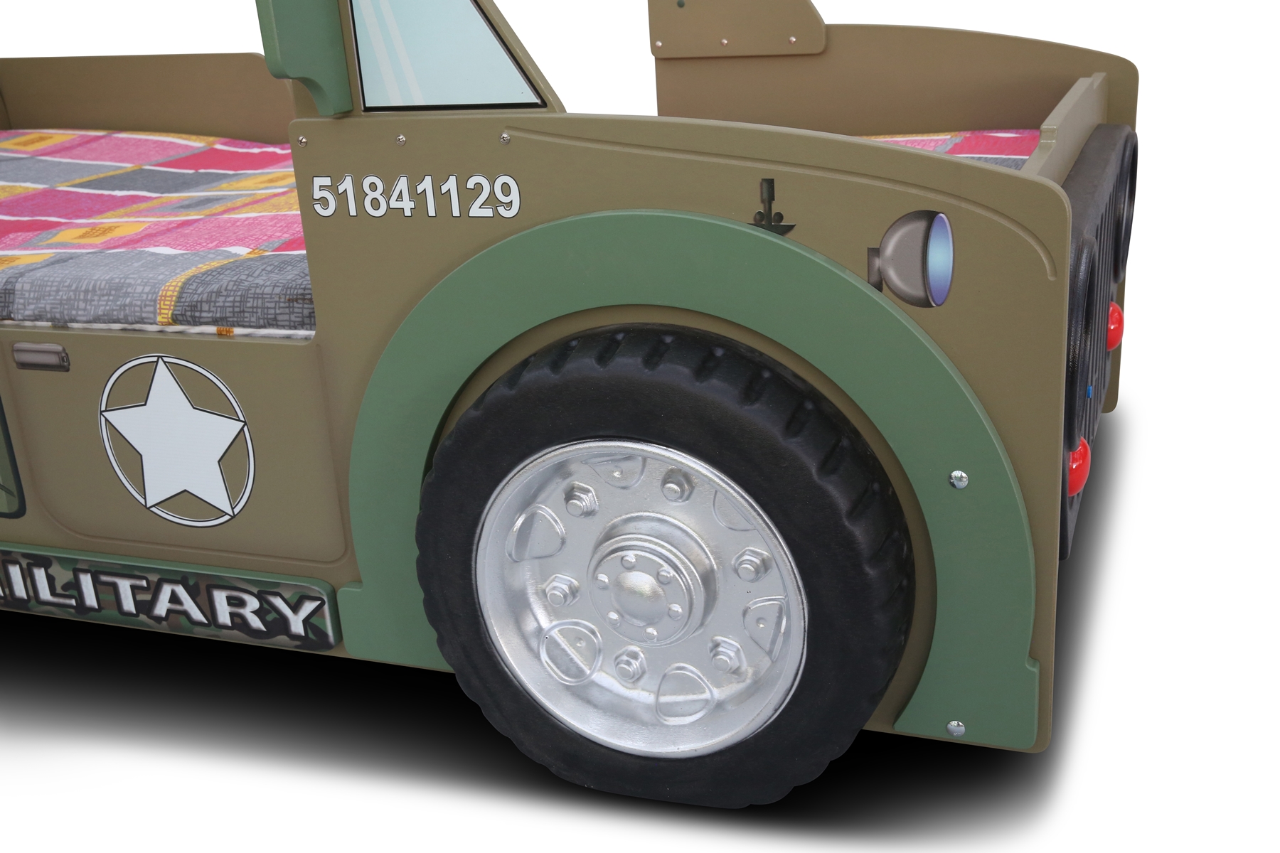 Kinder Autobett Jeepi Militär inkl. Matratze 90x190