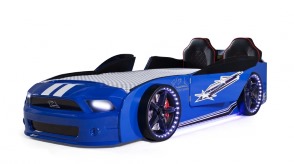 Autobettzimmer Must Rider Turbo 4-teilig in Weiß/Blau