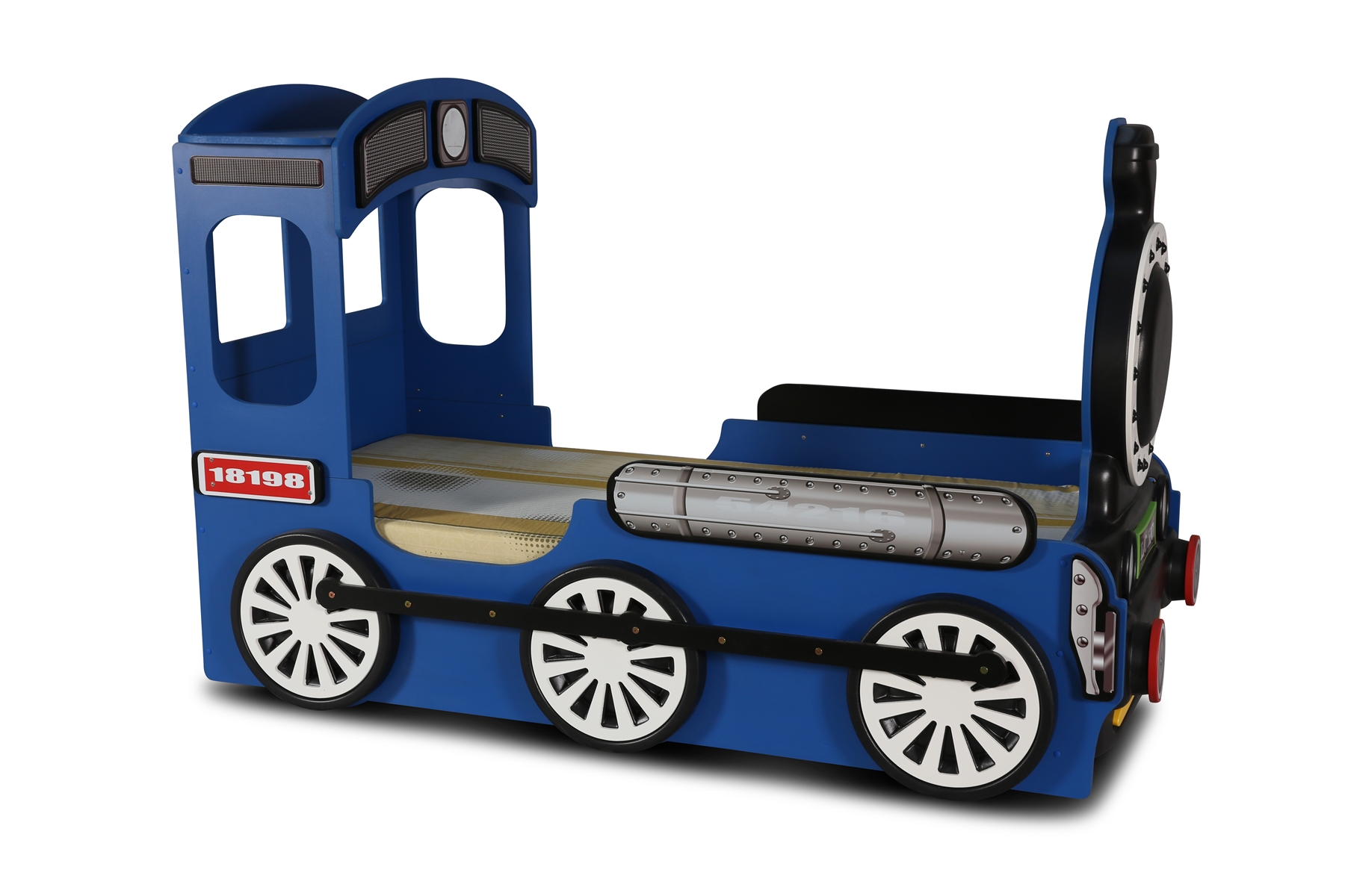 Kinderbett Lokomotive mit Matratze & Lattenrost in Blau