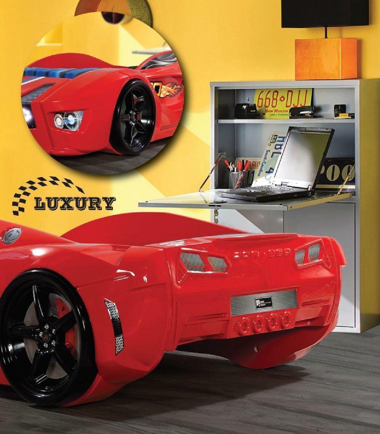 Autobett Luxury Standard in Rot mit LED Scheinwerfern und Sound