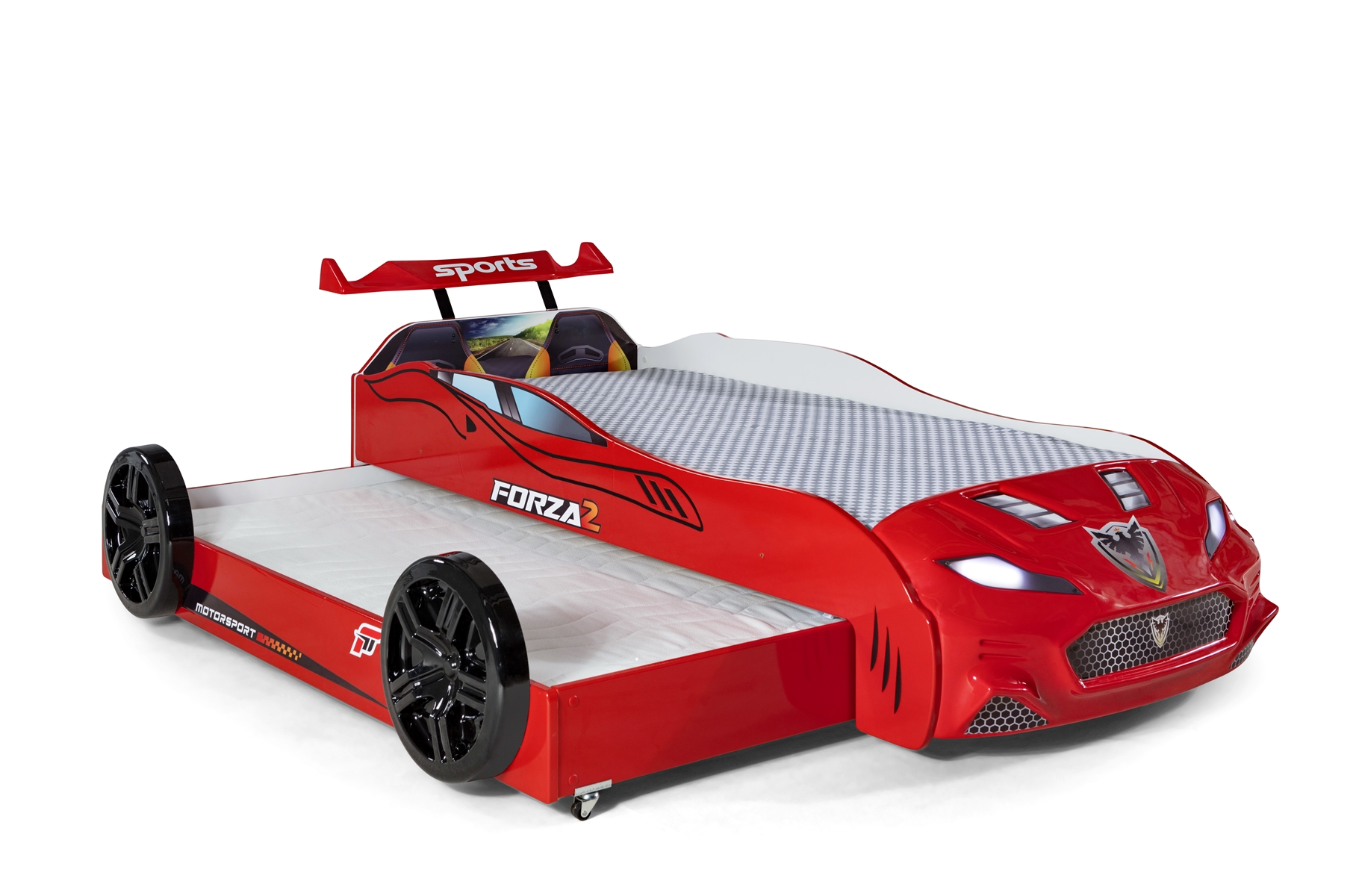 Autobett Kinderzimmer Forza 2 Turbo 4-teilig in Rot