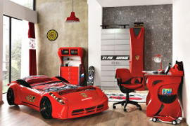 Titi Autobett Jungenzimmer Cat Garage Rot Hochglanz