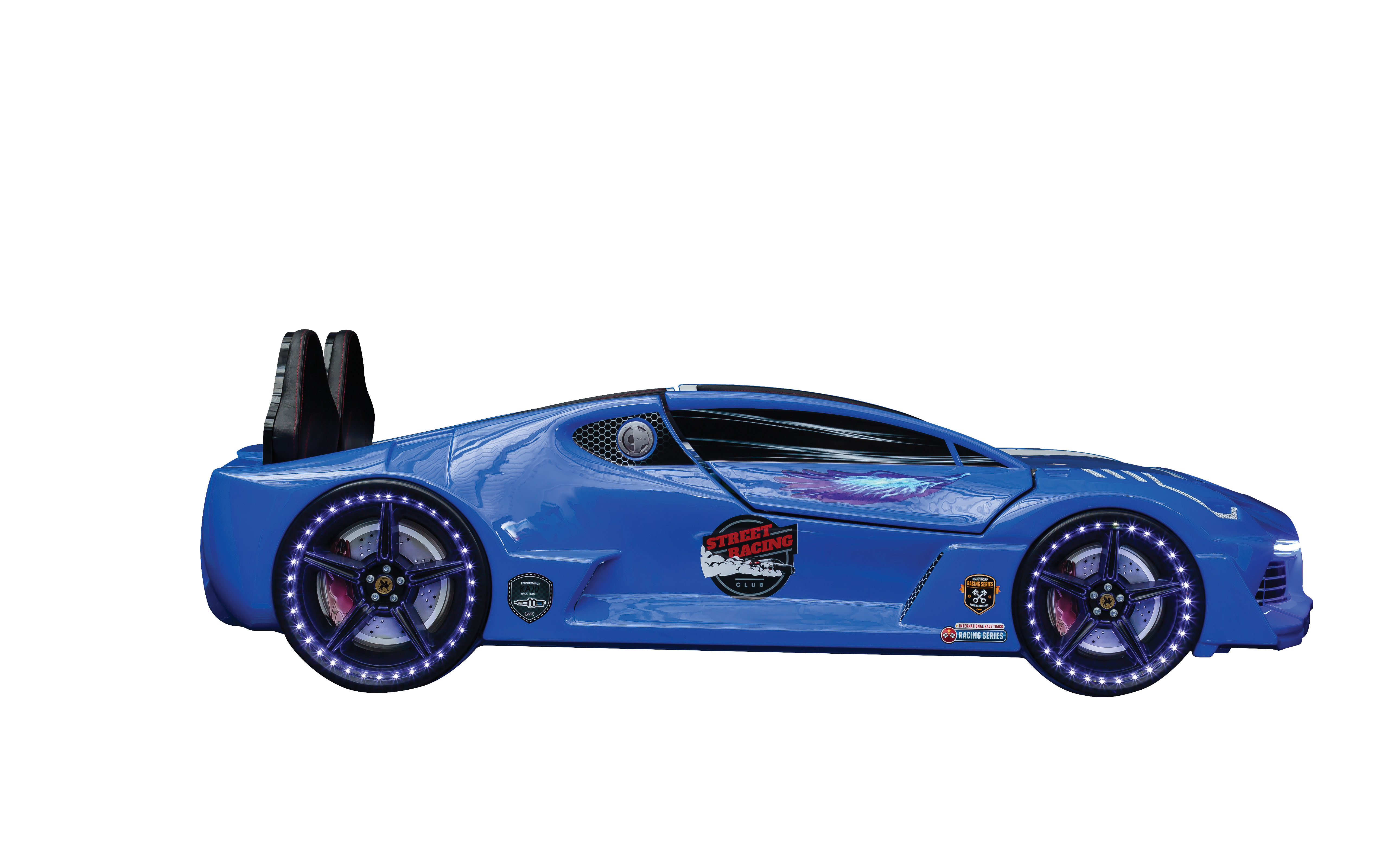 Autobett GT 999 AERO Blau mit Türen und Sportsitzen